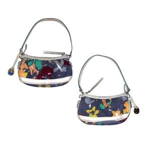 Y2K Splatter Paint Mini Purse Baguette Dooney & Burke Denim Graphic Print
